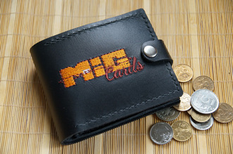 Кожаное портмоне с вышитым логотипом №1